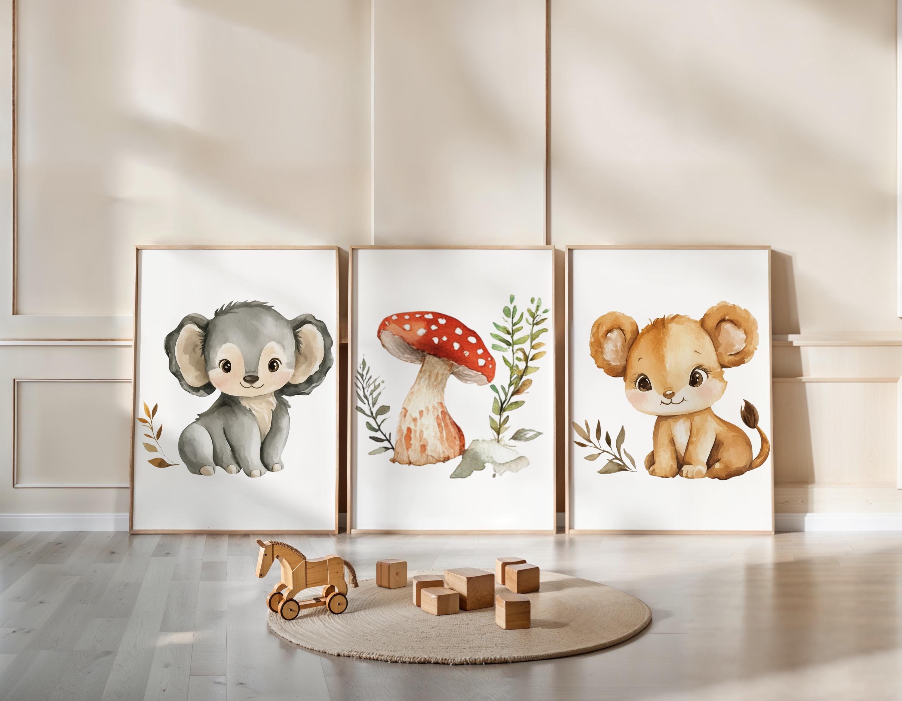 Baby Animal Nursery Prints Set of 3 – Woodland Nursery Wall Art - Etsy