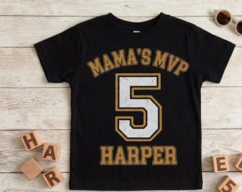 Mama's MVP SVG, Personalized Sports Birthday Shirt Design, Baseball Baby Boy Onesie SVG, Custom Name & Number Digital Download, Toddler Spor