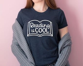 Camiseta "Leer es genial" - Regalo para un amigo - Regalo para un amante de los libros - Camiseta de lectura - Camiseta para profesor - Regalo para profesor - Camiseta para estudiante - Ratón de biblioteca