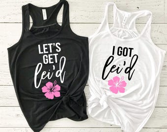 Camisetas para despedida de soltera - Tema hawaiano - Camisetas hawaianas para despedida de soltera - ¡Pongámonos leis! - Camisetas para damas de honor - Fiesta nupcial