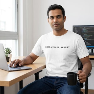 Code Coffee Repeat T-Shirt | Funny Programmer Shirt | Developer Gift | Software Engineer Tee | Coder Gift for Him | Computer Science Shirt