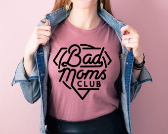 Camiseta del Club de las Malas Mamás - Camiseta Divertida para Mamás - Camiseta de la Vida de Mamá - Futura Mamá - Mamá Genial - Regalo para Mamá - Mamá Primeriza - Camiseta de Mamá - Las Buenas Mamás Dicen Malas Palabras