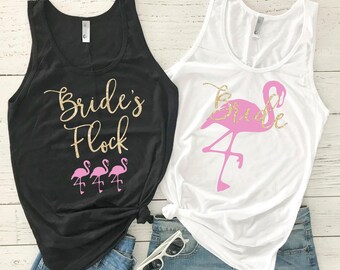 Despedida de soltera con flamencos - Camisetas para despedida de soltera - Camiseta sin mangas con flamencos - El grupo de la novia - Camisetas sin mangas para despedida de soltera - Fiesta nupcial - Dama de honor con flamencos