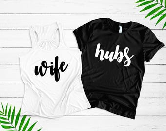 Conjunto de camisas para luna de miel - Conjunto de camisas para marido y mujer - Camisas para parejas - Camisas para marido y mujer - Camisas para recién casados - Conjunto para marido y mujer - Camisas para el Sr. y la Sra.