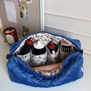 Handmade Blue Quilted Dyson Airwrap Travel Bag