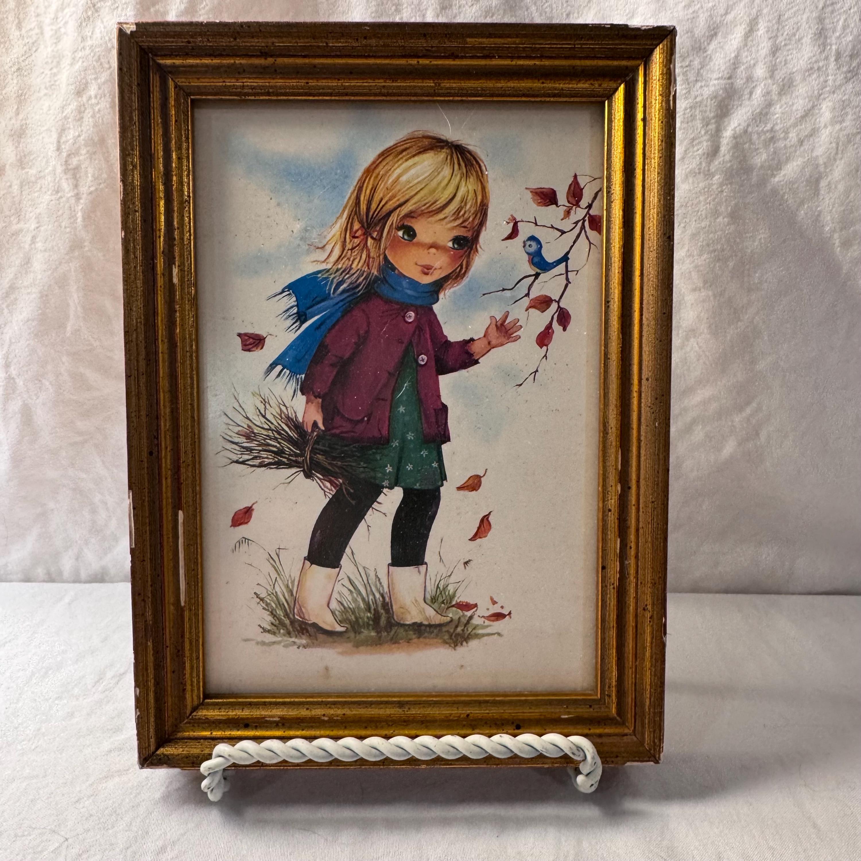 Big Eyed Girl Vintage Painting - Etsy