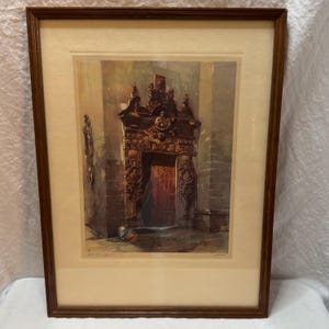 Vintage “Old Doorway, Tasco" Framed Lithograph by Al Mattel