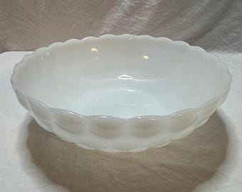 Vintage Anchor Hocking Fire King "Bubble" Pattern Milk Glass Bowl