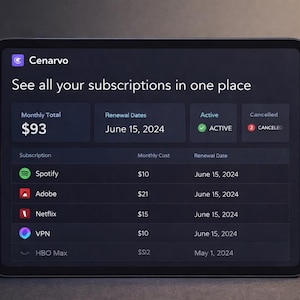 Subscription Tracker PDF + HTML, Track Subscriptions, Cancel Subscriptions, Recurring Payments, Budget Tool