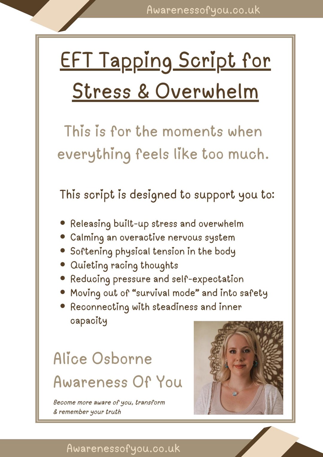 EFT Tapping Script for Stress & Overwhelm - Etsy