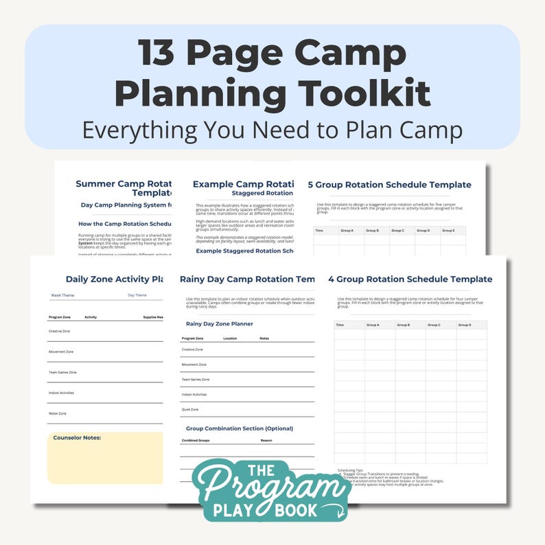 Camp Program Development Template Summer Camp Schedule Template | Camp Rotation Schedule, Camp Planning ...