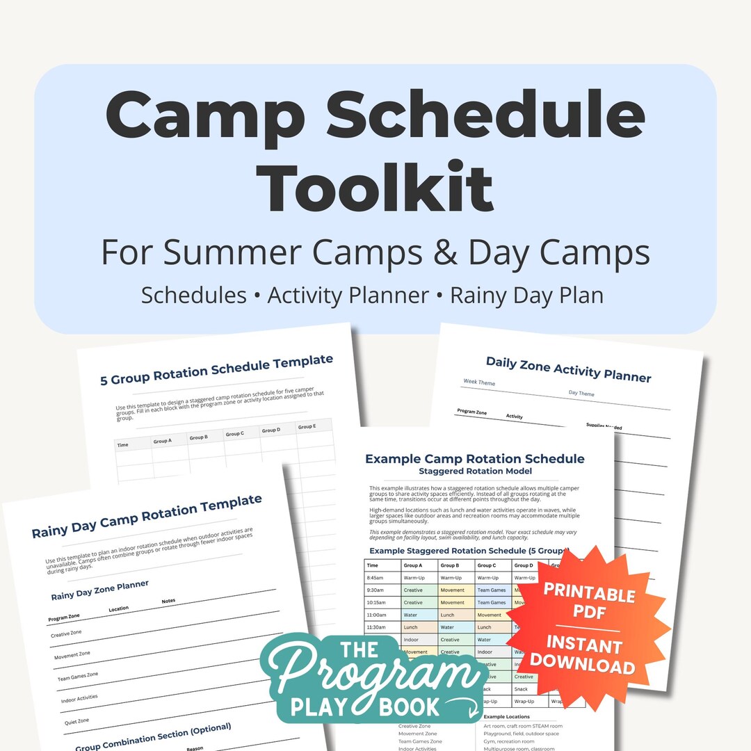 After School Rotation Examples Summer Camp Schedule Template | Camp Rotation Schedule, Camp Planning ...