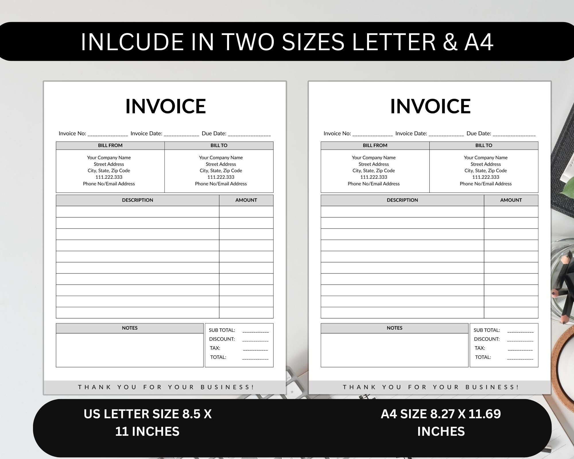 Editable Canva Invoice Template | Small Business Billing PDF (canva ...
