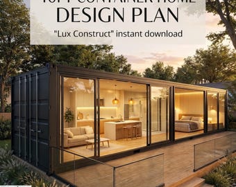 One Bed Architectural Drawing Set| Tiny Living| Container Home Design| PDFdownload.