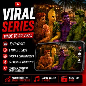 Anpassad innehållsskapande tjänst | 10 avsnitt | Klar att publiceras TikTok, YouTube | Fullständigt redigerad