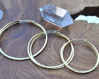 Baby Girl Hoops // Big Mama 3.25'' // Classic Big Hoop Earrings in Brass & Sterling Silver