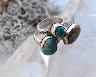 Stamped Sleeping Beauty Turquoise Ring