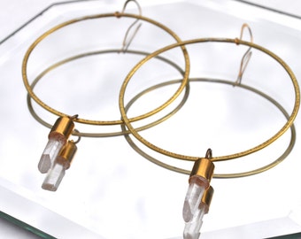 Child of Crystals // Orion Crystal Hoop Earrings with Quartz