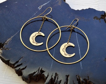 Appalachian Daughter || Harvest Moon Hoop Earrings