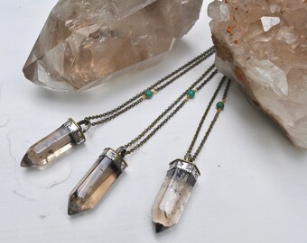 Ganja Baby | Trichome Talisman | Smoky Quartz Crystal Necklace with Turquoise