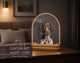 Custom Night Light, Pet Memorial Table Lamp, LED Acrylic Pet Remembrance Gift