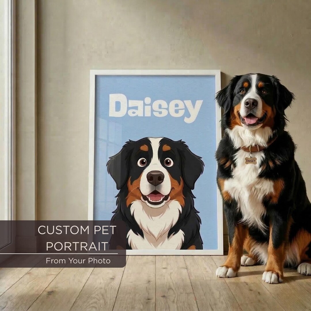 Dog Cat Portrait, Custom Pet Portrait From Photo, Personalized Dog ...