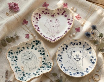 Ring Dish, Pet Memorial Gift, Custom Toile De Jouy Jewelry Dish, Personalized Pet Gift