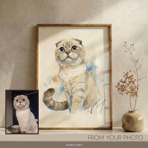Custom Cat Portrait from Photo - Personalized Cat Mom Art Gift image 3