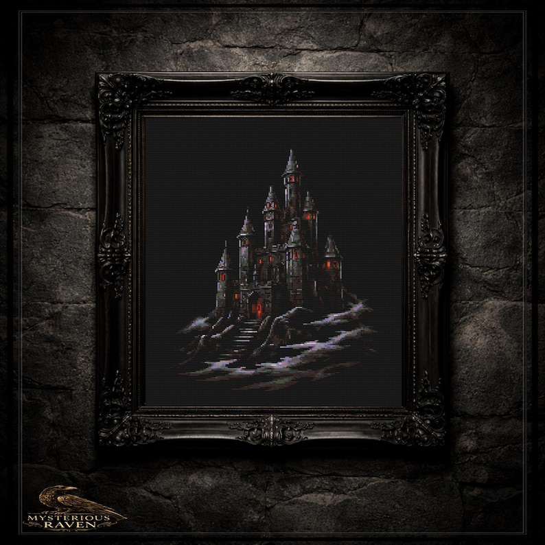 Haunted Gothic Castle Cross Stitch Pattern | Dark Fantasy Fortress ...