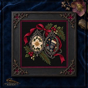 Victorian Christmas Cross Stitch Pattern, Vintage Holiday Lockets PDF