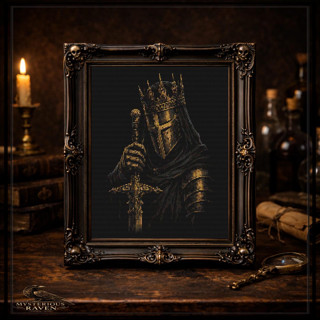 Gothic Knight Cross Stitch Pattern, Dark King Sword Embroidery PDF ...