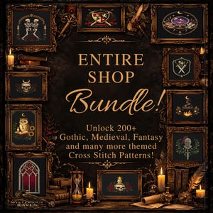 Entire Shop Counted Cross Stitch Bundle, 200+ Gothic Fantasy Christian, PDF Patterns, Instant Download