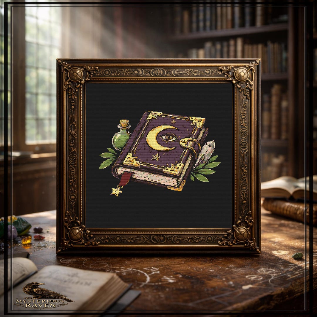Spell Design Pattern Spell Book Cross Stitch Pattern, Witch Book PDF Design - Etsy