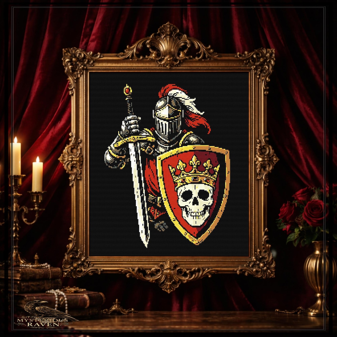 Knight Skull Cross Stitch Pattern | Medieval Shield Sword PDF - Etsy
