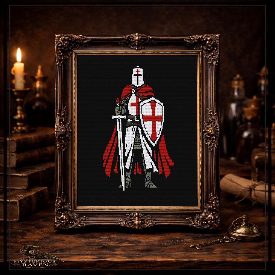 Templar Knight Cross Stitch Pattern | Medieval Sword Shield PDF - Etsy