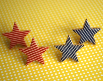 Star Earrings -- Studs, Star Studs, Red and Blue Stars, 4th of July Earrings, Choose Your Color!