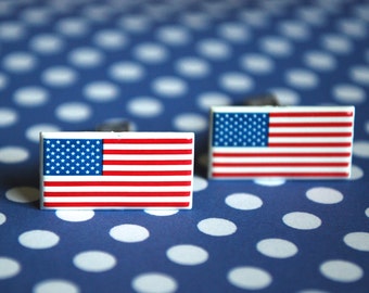 AMERICAN FLAG Cuff Links Patriotic USA Flag Cuff Links 0421