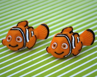 Nemo Earrings -- Finding Nemo Earrings, Nemo Studs, Finding Dory, Clown fish