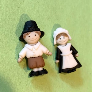 Pilgrim Earrings Teacher Gift, Pilgrim Girl and Boy Studs, Thanksgiving Earrings, Pilgrims image 2