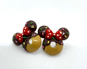 Minnie Mouse Earrings -- Big Donut Minnie Mouse Earrings, Mouse Ears