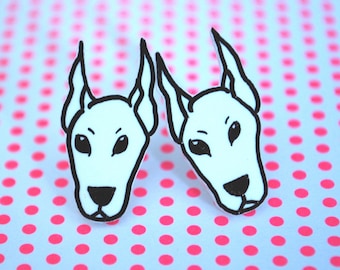 Dog Earrings -- Doberman Studs, Doberman Earrings, Doberman Pinscher, Black and White, Unique Earrings, Dog Studs