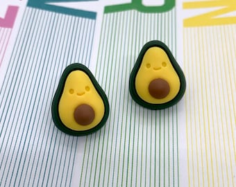 Avocado Earrings -- Avocado Studs, Happy  Avocado Earrings, Food Earrings, Funny Earrings, Food Lover Gift