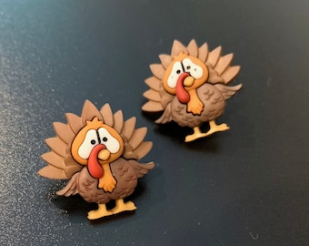 Turkey Earrings -- Turkey Studs, Thanksgiving Earrings, Gobble gobble