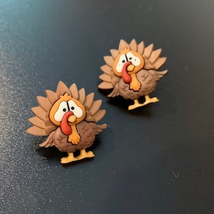 Turkey Earrings -- Turkey Studs, Thanksgiving Earrings, Gobble gobble