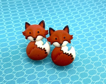 Fox Earrings -- Fox Studs, Orange Fox, Gift, Fox Lover