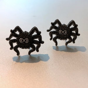 Spider Earrings -- Black Spider and Spider Web Studs, Spider Studs, Halloween