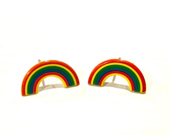 Rainbow Stud Earrings -- Rainbow Earrings, Rainbow Studs