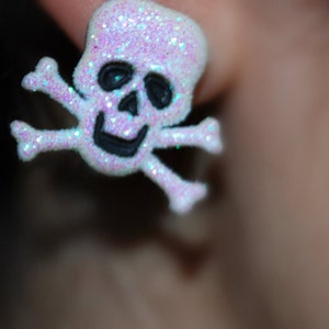 Skull Earrings -- Skull Earrings, Skull Studs, Skull and Crossbones, Halloween Studs