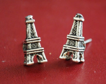 Eiffel Tower Studs -- Je T'aime Paris, Silver Eiffel Tower Earrings
