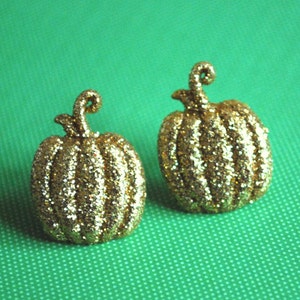 Pumpkin Earrings -- Gold Pumpkin Studs, Pumpkin Earrings, Halloween Earrings, Jack-o Lantern